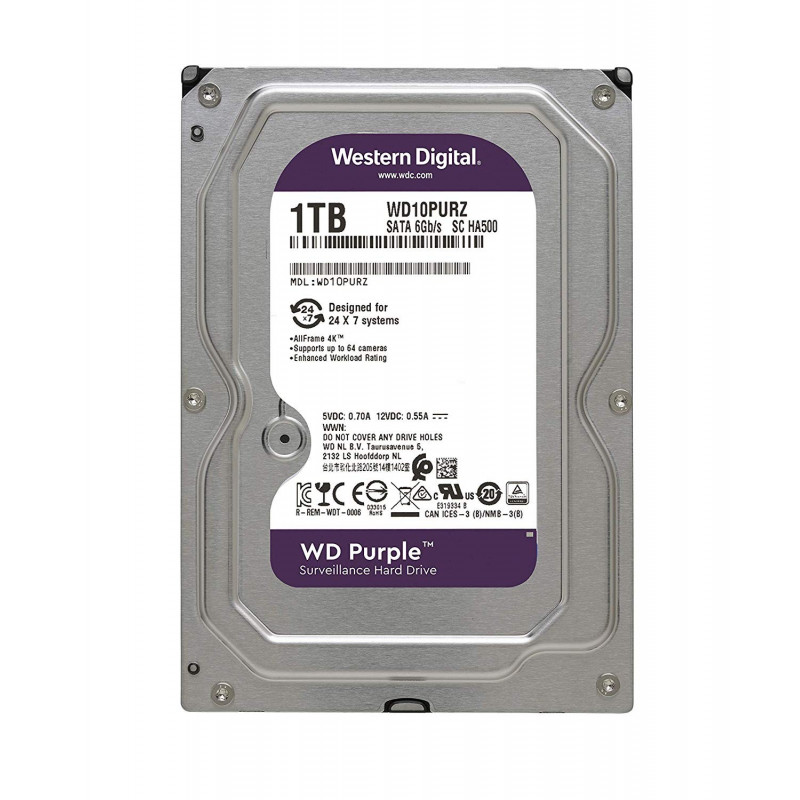 WESTERN DIGITAL Disque dur interne 3.5 1To, Purple (surveillance)