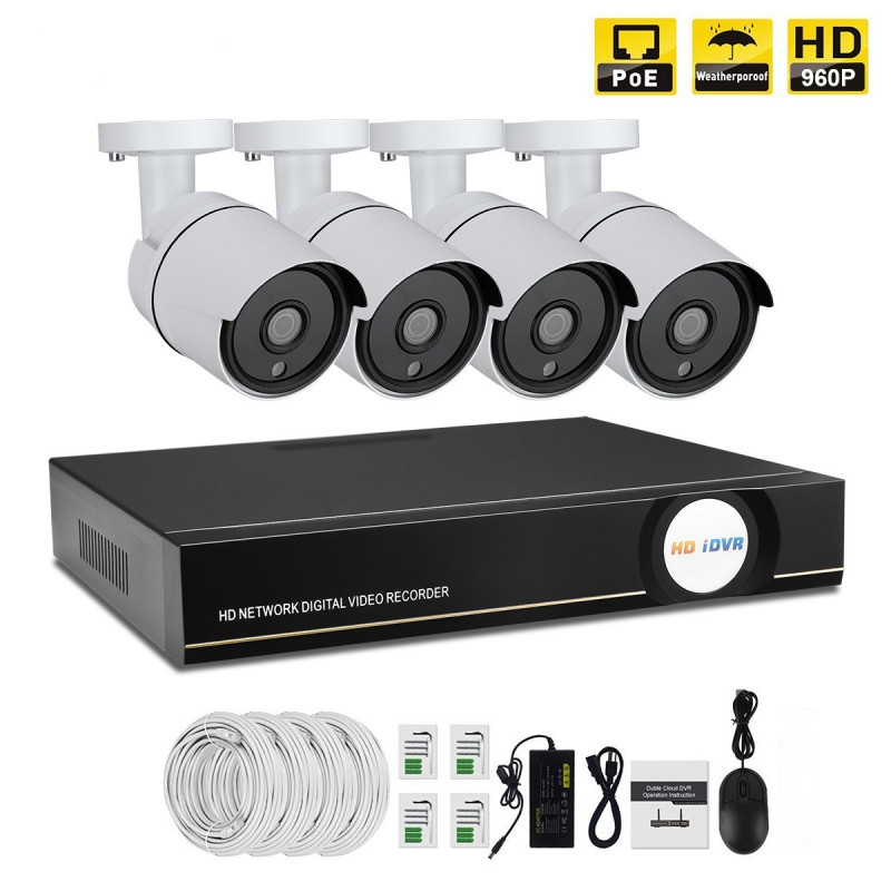 Kit video surveillance, 4pcs IR Bullet Camera 1.3MP avec Enregistreur